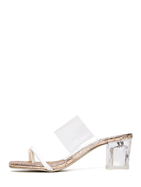 Shein Gold Open Toe Transparent Chunky Sandals