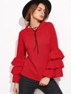 Shein Red Layered Bell Sleeve Sweater