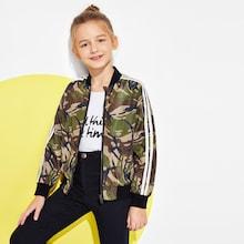 Shein Girls Zip Up Camo Bomber Jacket