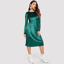 Shein Pleated Hem Crushed Velvet Dress