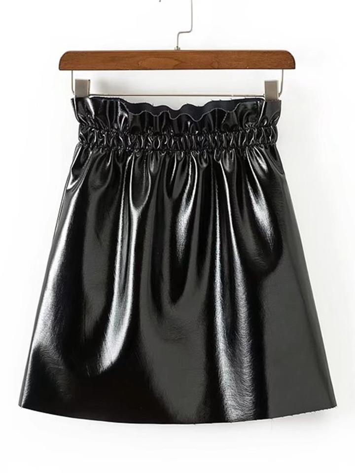 Shein Elastic Waist Pu Skirt