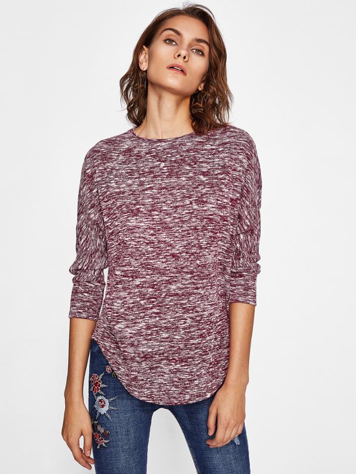 Shein Curved Hem Space Dye Top