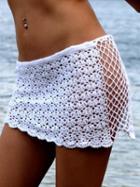 Shein White Crochet Hollow Lace Up Skirt