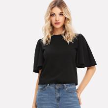 Shein Bell Sleeve Zip Back Tunic Top
