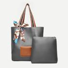 Shein Twilly Scarf Tote Bag With Inner Pouch