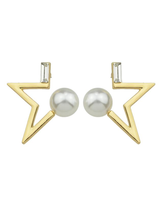 Shein Gold Color Pearl Geometric Shape Stud Earrings