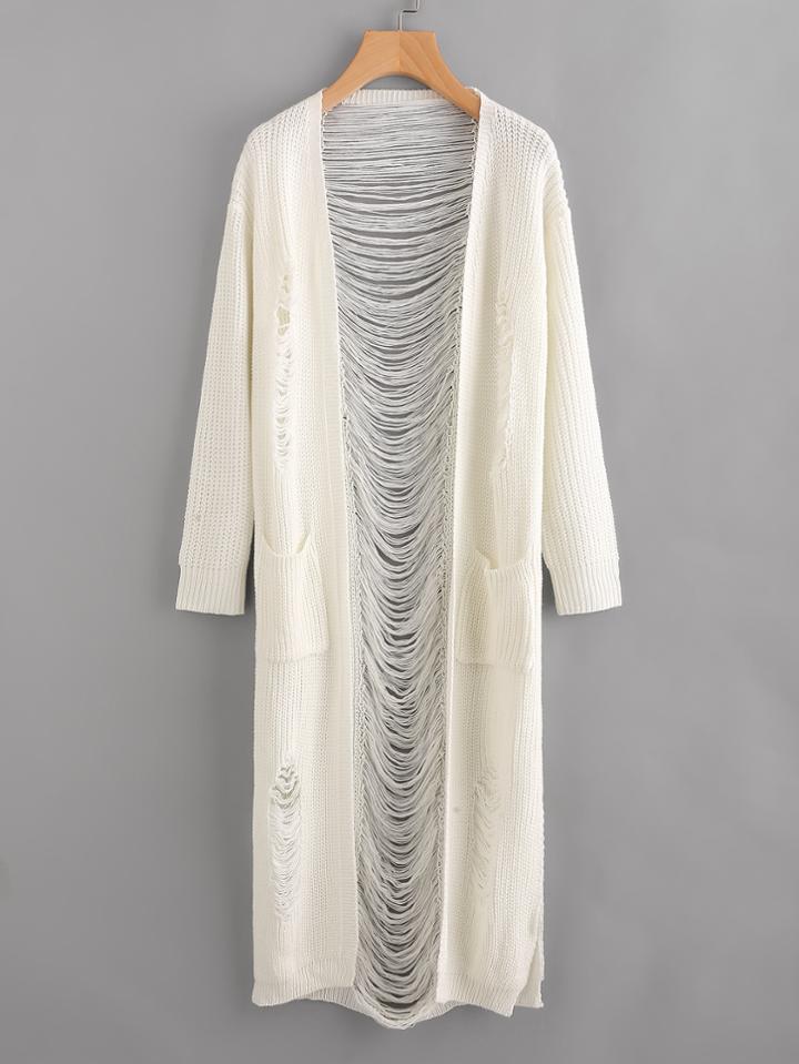 Shein Laddering Back Longline Cardigan