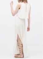 Rosewe Drawstring Waist Side Slit Ankle Length Dress