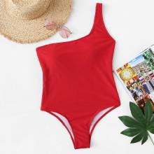 Shein One-shoulder Plain Swimsuit