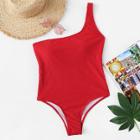 Shein One-shoulder Plain Swimsuit