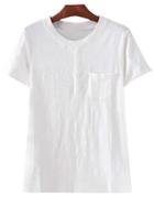 Shein White Buttons Pocket Casual T-shirt
