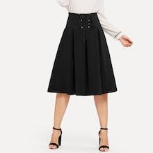 Shein Lace Up Wide Waistband Skirt
