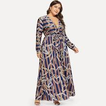 Shein Plus Chain Print V-neck Dress