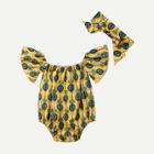 Shein Girls Cactus Print Romper With Headband