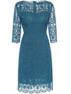 Shein Blue Gauze Disc Flowers Sheath Lace Dress