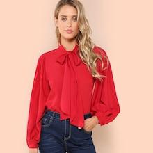 Shein Tie Neck Button Back Blouse
