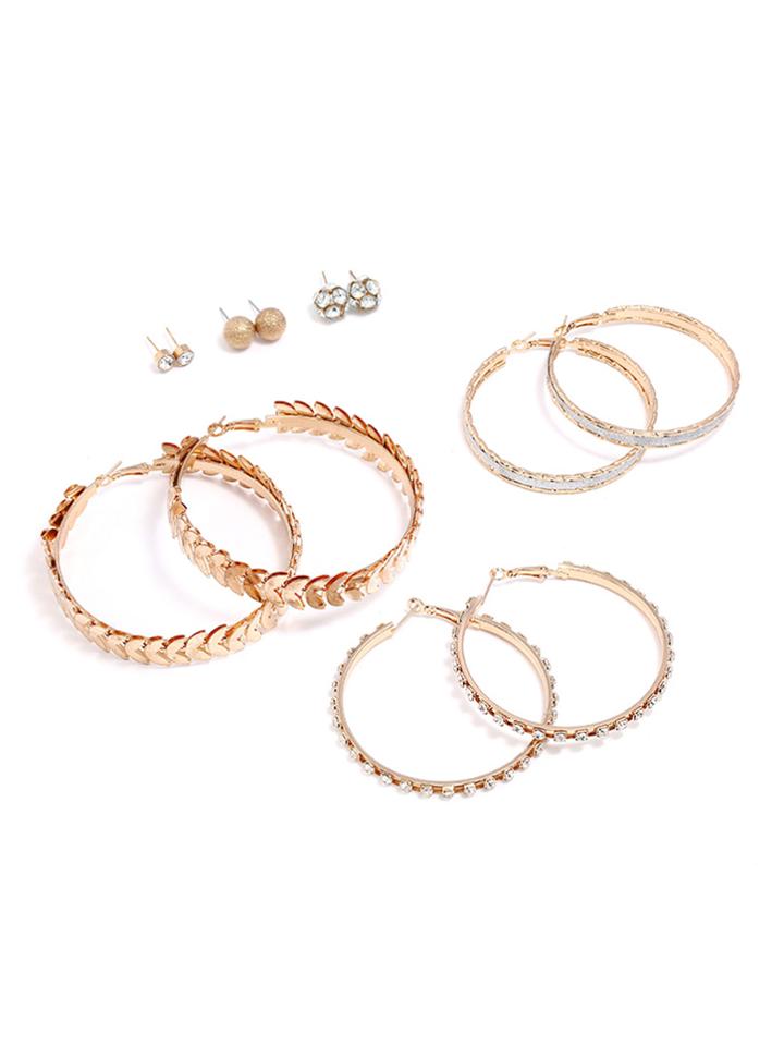 Shein Rhinestone Decorated Hoop & Stud Earring Set