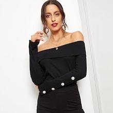 Shein Foldover Front Off Shoulder Tee