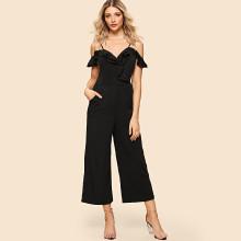 Shein Open Shoulder Ruffle Jumpsuit