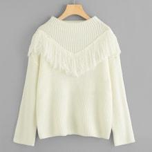 Shein Fringe Applique Solid Jumper