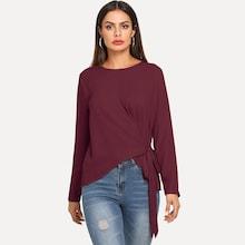 Shein Knot Side Asymmetric Hem Top