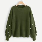 Shein Pearl Beaded Drop Shoulder Sweater