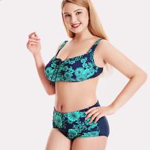 Shein Plus Flower Print Knot Bikini Set