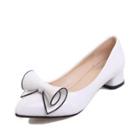 Shein Piping Detail Pu Heels With Knot