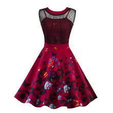 Shein Contrast Dotted Mesh Florals Swing Dress