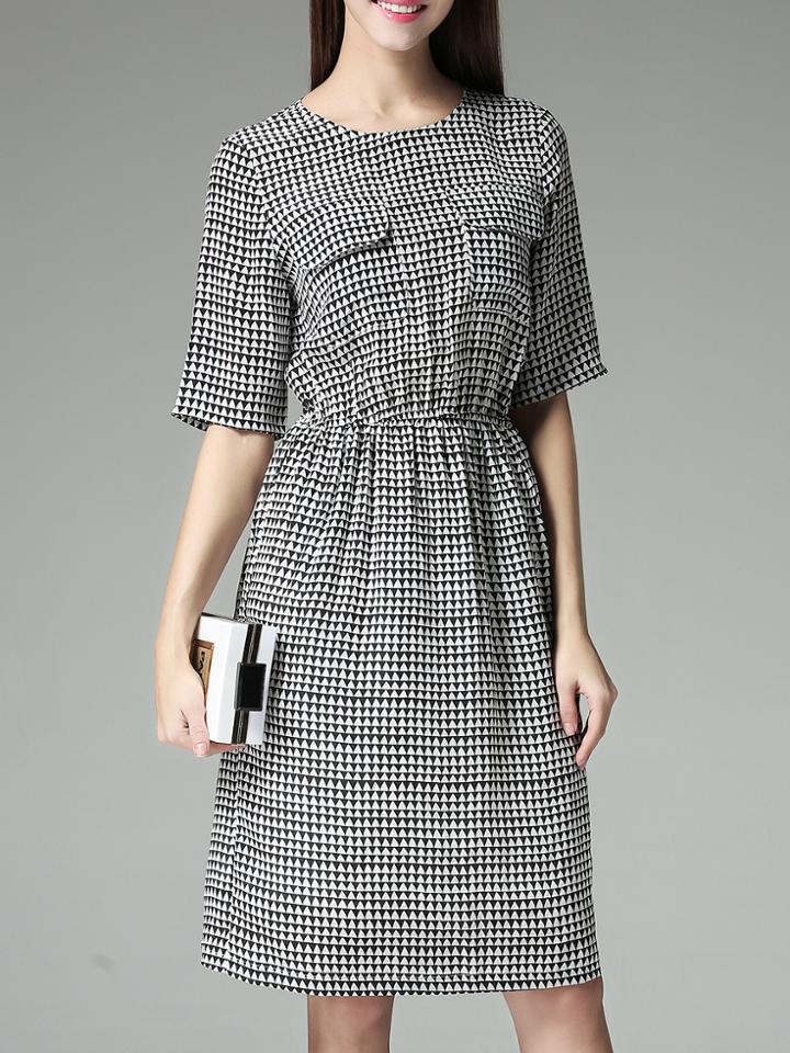 Shein Black Zigzag Print A-line Dress