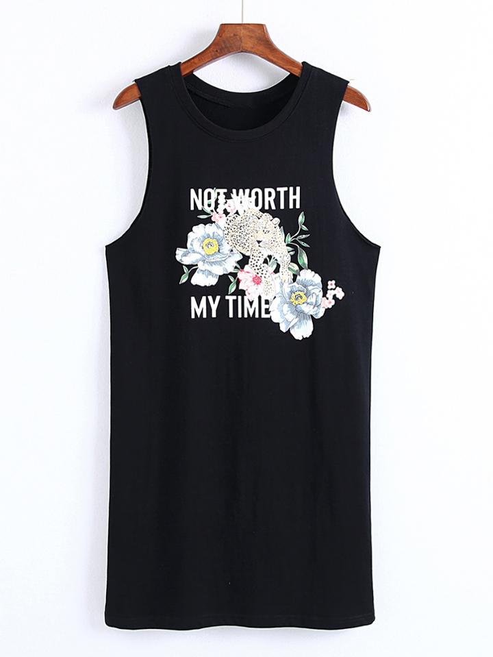 Shein Flower Print Tank Dress