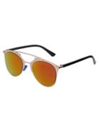 Shein Red Mercury Metallic Trimmed Mirrored Cat-eye Sunglasses