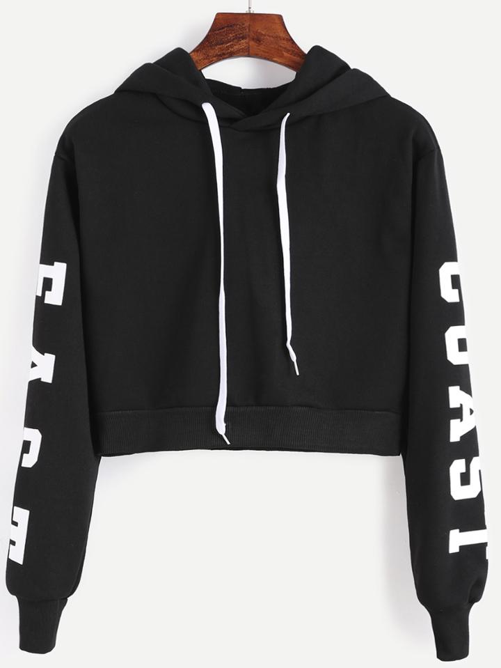 Shein Letters Print Crop Hoodie