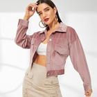 Shein Flap Pocket Front Cord Jacket