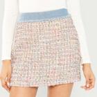Shein Denim Waistband Tweed Skirt