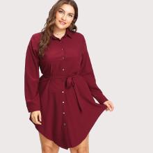 Shein Plus Curved Hem Shirt Dress