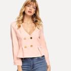 Shein Double Button Pleated Ruffle Coat