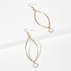 Shein Petal Shaped Dangle Earring With Round Gemstone Detail Gold