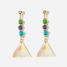 Shein Marble Pattern Triangle Detail Drop Earrings