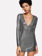 Shein Plunge Neckline Mini Bodycon Dress