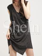 Shein Black Sleeveless Draped Front Tulip Dress