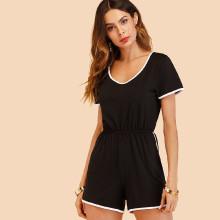 Shein Elastic Waist Ringer Romper