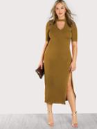 Shein Choker Cut Out Slit Midi Dress