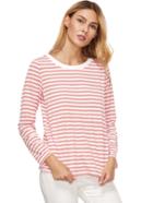 Shein Pink Striped Long Sleeve T-shirt