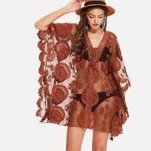Shein Lace Applique Embroidered Poncho Dress Without Lingerie