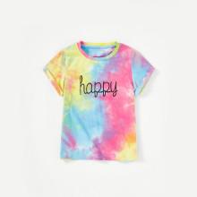 Shein Girls Cuffed Sleeve Tie Dye T-shirt