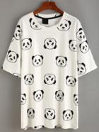 Shein White Panda Print T-shirt Dress