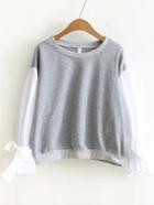 Shein Grey Color Block Sweatshirt With Bow Tie