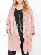 Shein Pink Long Sleeve Asymmetric Trench Coat