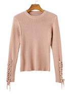 Shein Eyelet Lace Up Sleeve Tight Knitwear